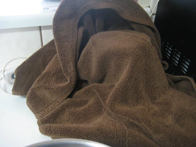 Towel Covering Pot on Heating pad