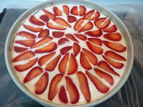 Strawberries on Top of a Cheesecake