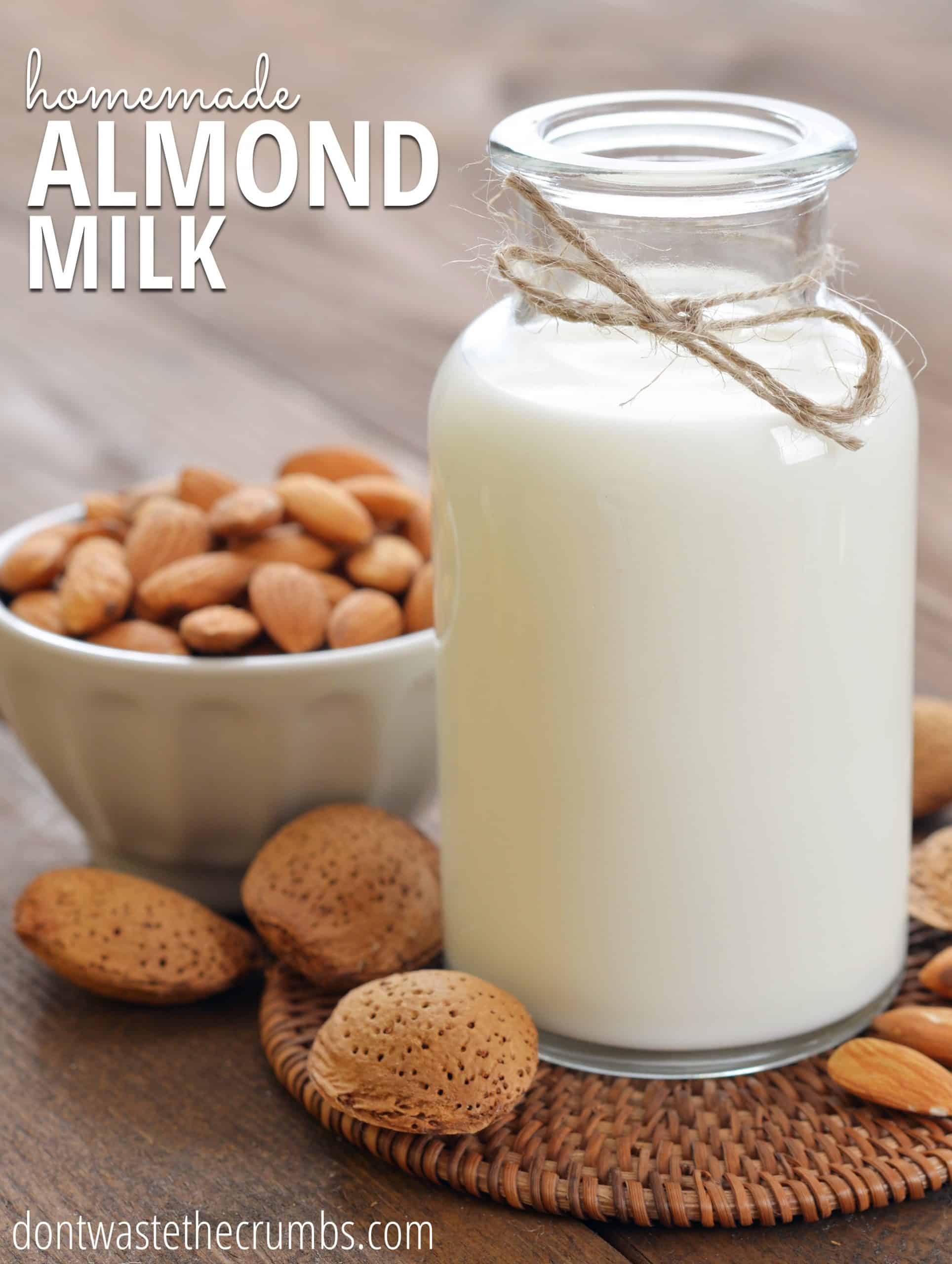 This simple homemade almond milk is one of the best dairy alternatives and it's healthier and less expensive than store-bought! :: dontwastethecrumbs.com