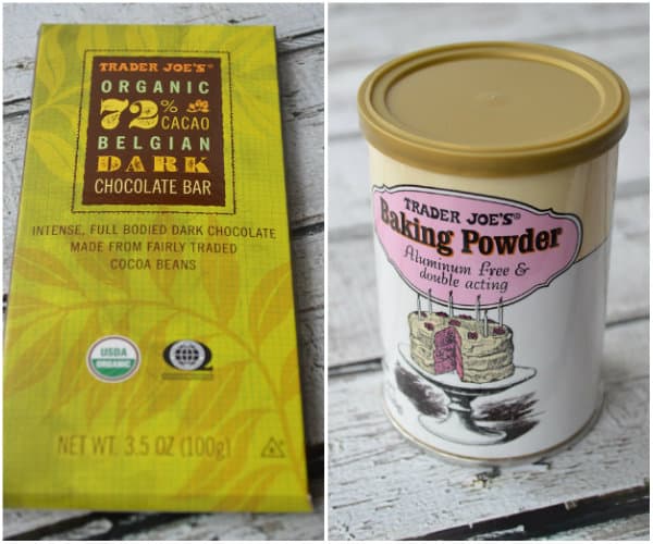 best food at Trader Joe's 72% dark chocolate bar and baking powder 