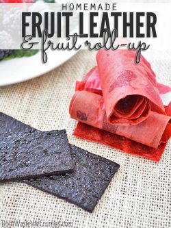 Delicious and easy recipe for homemade fruit leather and homemade fruit roll ups. No special equipment required and just one recipe - fruit! Perfect for school lunch ideas and clean eating snacks! :: DontWastetheCrumbs.com