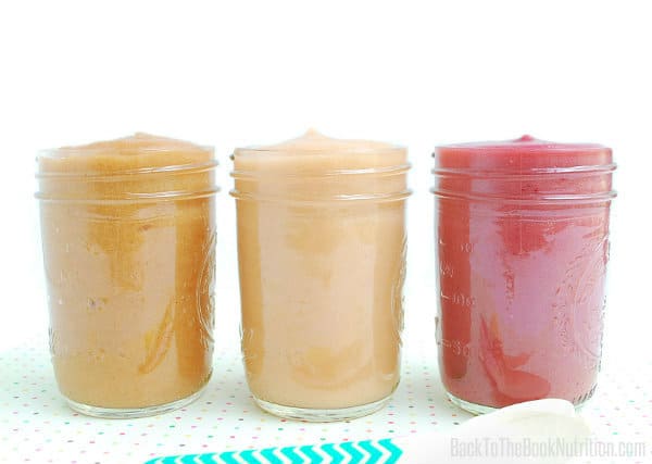 Healthy homemade applesauce tutorial with 3 flavors: plain, cinnamon, & mixed berry.
