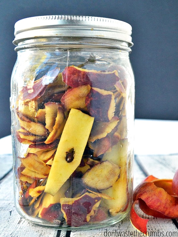 Apple peels in a mason jar