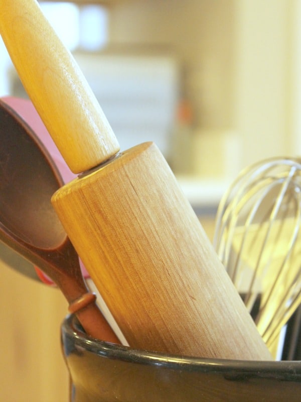 Baking utensils in a container.