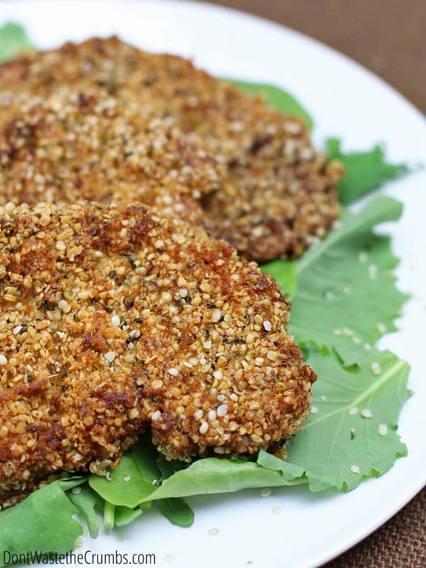 A delicious alternative to traditional breadcrumbs, these hemp and herb crusted pork chops are pan-fried in coconut oil and are much more delicous than regular breadcrumbs. They also get bonus points for being gluten-free AND high in protein! :: DontWastetheCrumbs.com