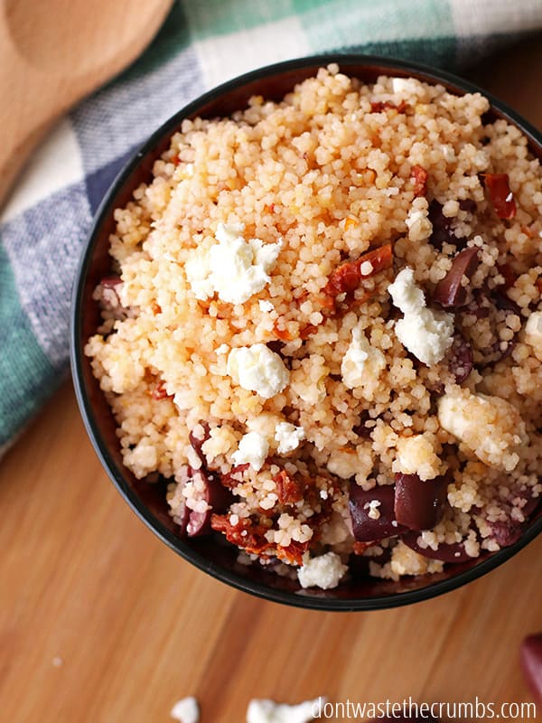 This couscous recipe is fantastic as a side for Greek food night! It is easy to meal prep too!