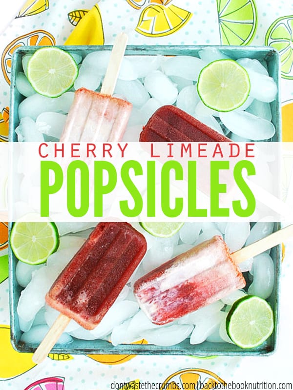 This easy and frugal Cherry Limeade Popsicle recipe is made in a blender with only 4 simple ingredients! Perfect for healthy snacking or for summer parties! :: DontWastetheCrumbs.com