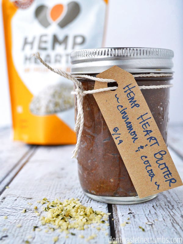 A creamy, cinnamon-y, chocolate-y smooth hemp heart butter that folks with or without nut allergies will love. Featuring hemp seeds, it's the perfect nut-free butter for your pantry! :: DontWastetheCrumbs.com #realfood #recipe