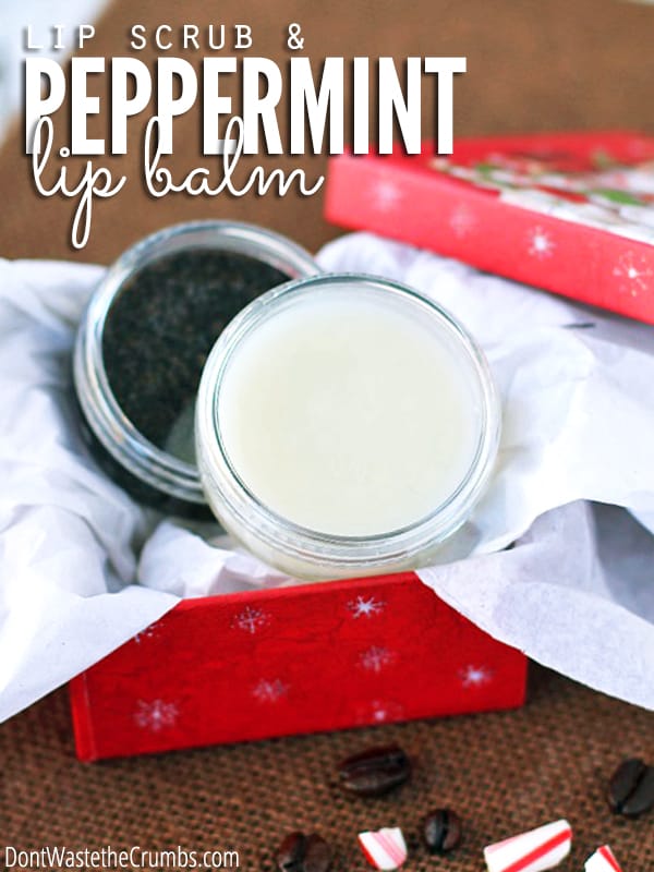 Looking for a simple homemade gift for friends and family? This homemade lip scrub and homemade peppermint lip balm take just four ingredients and is ready in 10 minutes. The best part - the entire gift costs less than $1! :: DontWastetheCrumbs.com