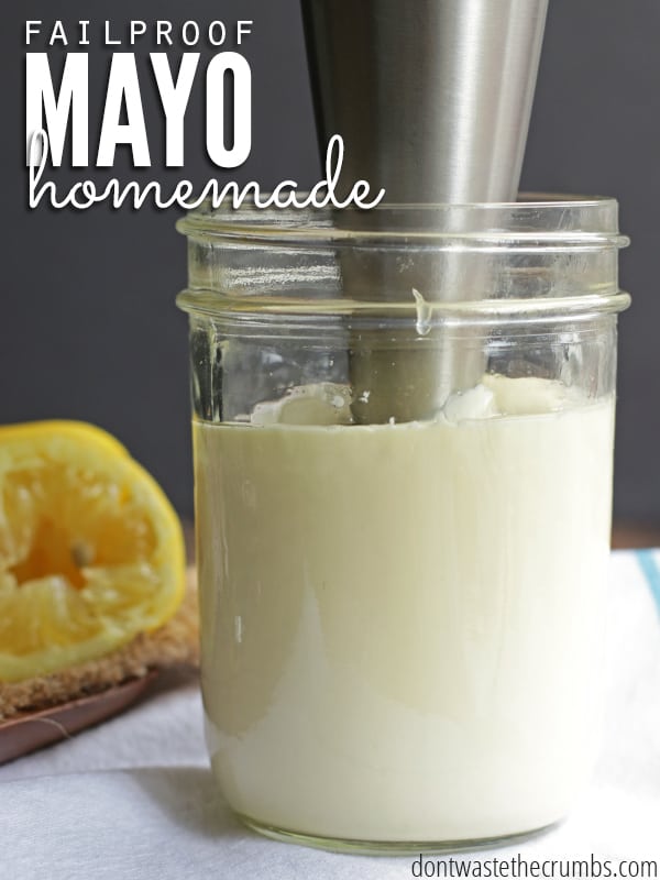 Delicious recipe for homemade mayo plus tips for making it fail proof every time! Just 4 ingredients, perfect for novice cooks & better than store-bought! :: DontWastetheCrumbs.com