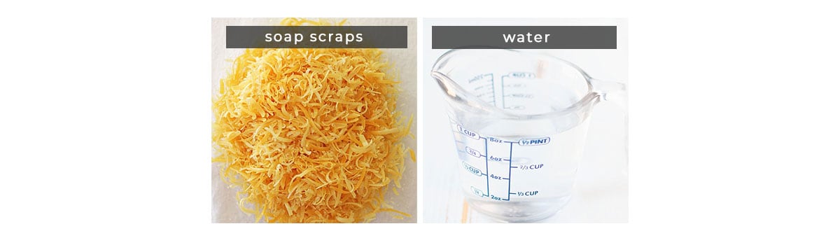 ingredients image: soap scraps, water