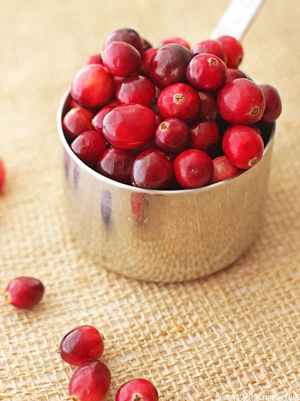 Cranberries in a measuring cup