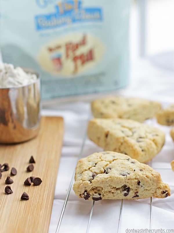 Enjoy the gluten free option of these homemade chocolate chip scones.