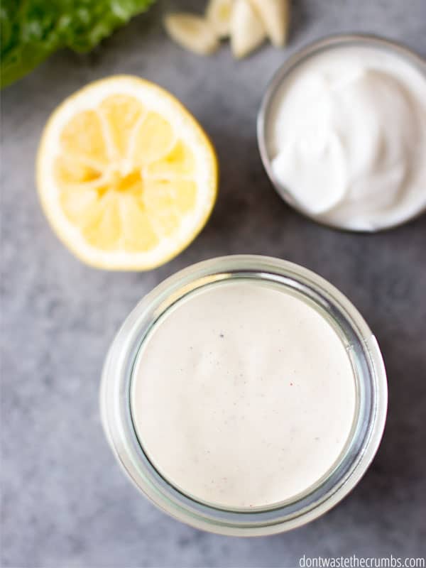 Making salad dressing from scratch is simple! It is also way healthier than buying salad dressing at the store. This caesar dressing uses ingredients you likely already have to create an amazing salad dressing.