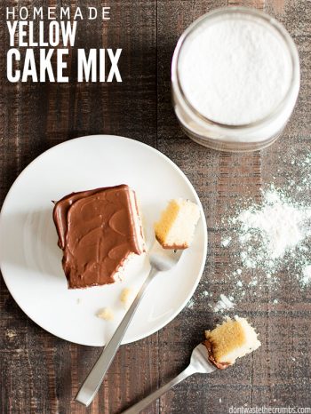 This homemade yellow cake mix tastes better than any store-bought mix! Using real food ingredients from the pantry, making this recipe from scratch is easy! :: DontWastetheCrumbs.com