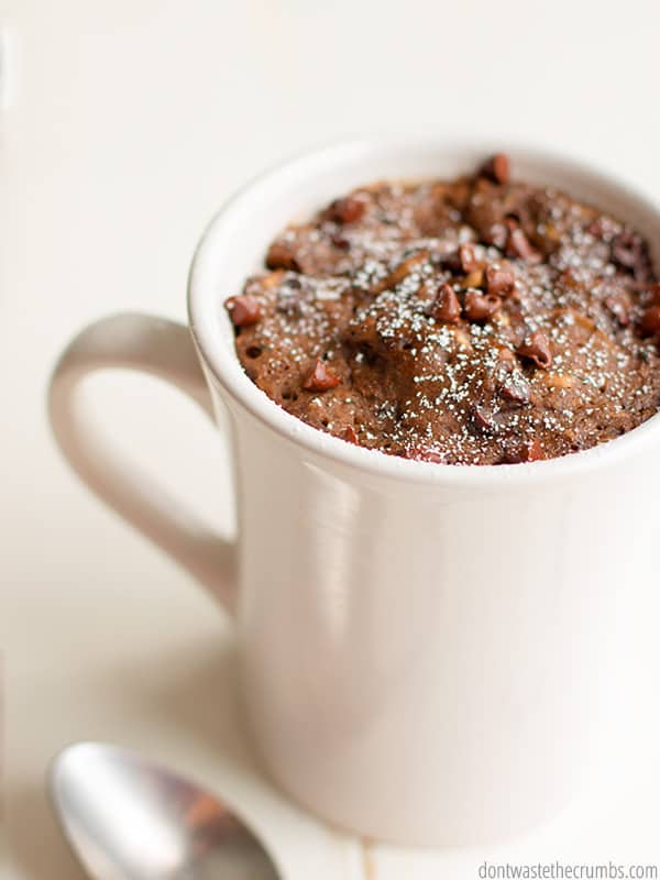 Death by chocolate zucchini mug cake is where healthy meets indulgent. No one can resist chocolate, yet there’s no guilt in eating vegetables for dessert! :: DontWastetheCrumbs.com