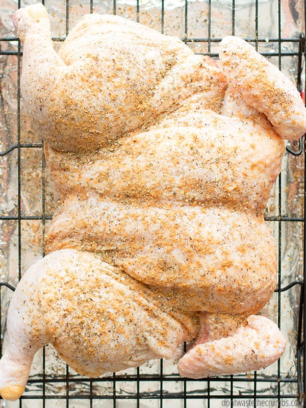 Spatchcock chicken is the fastest way to cook a whole chicken. Dinner can ready in under an hour with this simple solution! :: DontWastetheCrumbs.com