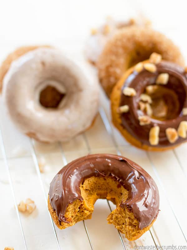 Pumpkin donuts are my family's new favorite! And I feel good about feeding it to them! No processed sugars but plenty of flavor, these donuts earned me extra mom points.
