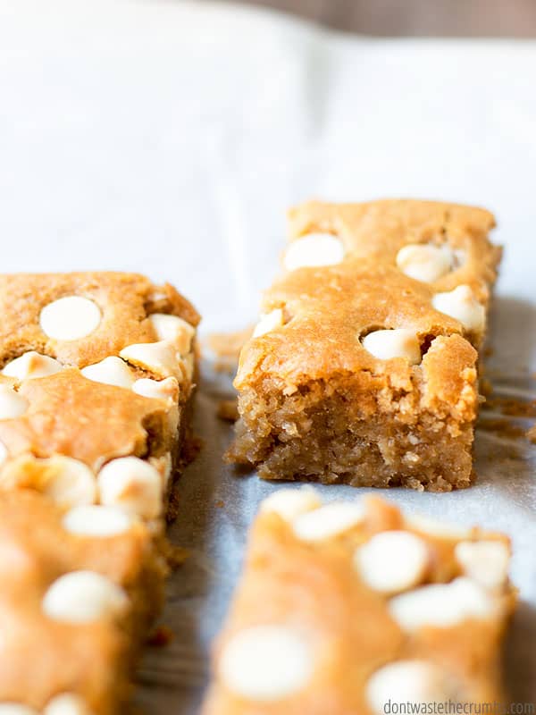 If you're trying to help your family eat more real food, look no further than this white bean blondie recipe! Full of real food ingredients and even more delicious than it's junky counterpart, white bean blondies are the best!