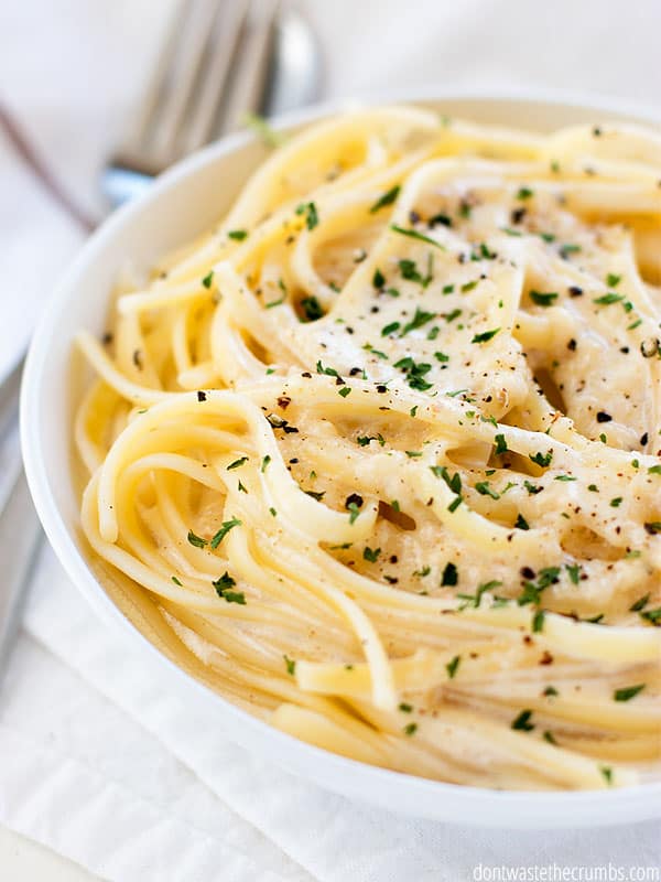 Plate of fettuccine alfredo