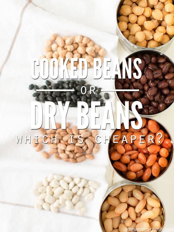 Which is cheaper, canned or dry beans? I break down price, nutrition and cooking time for 4 types of beans. Plus recipes for how to cook in a slow cooker! :: DontWastetheCrumbs.com