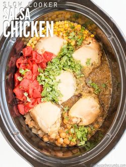 My slow cooker salsa chicken recipe is super popular on Pinterest - just 7 ingredients from the pantry and cooks in the crockpot. My family loves this one!