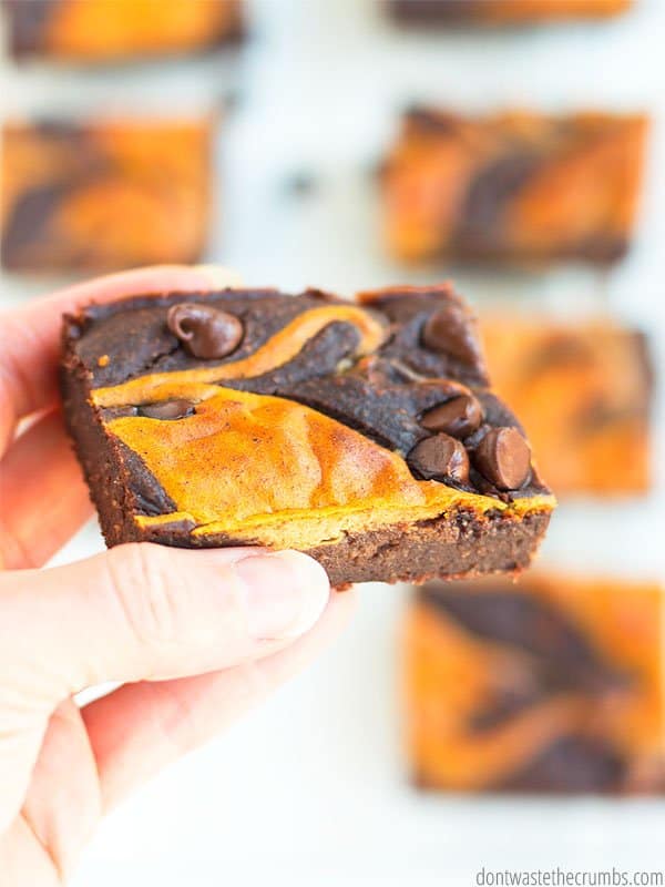 Pumpkin swirl black bean brownie is gluten-free and super healthy! Packed with protein and sweetened with maple syrup instead of sugar!