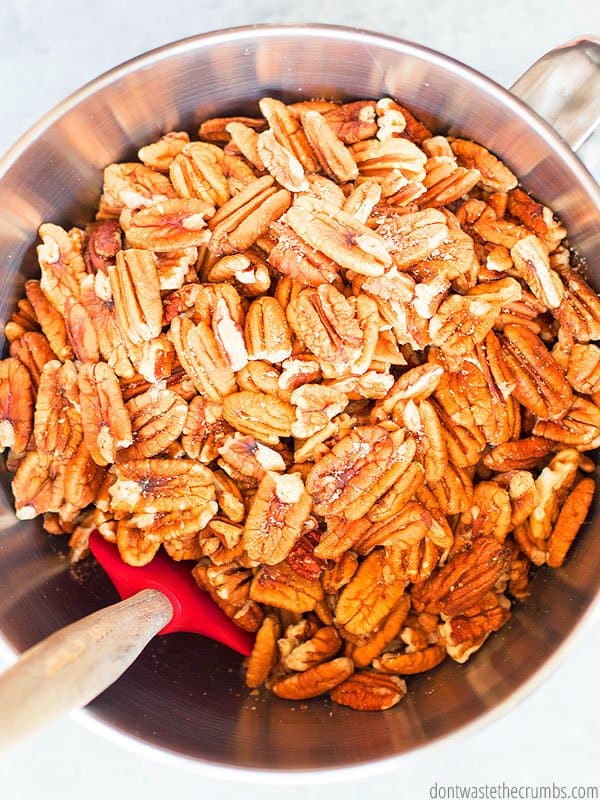 This may not be your great grandmother's candied pecan recipe, but I think she'll approve! Made with turbinado sugar, they have less sugar, but don't sacrifice any flavor. 