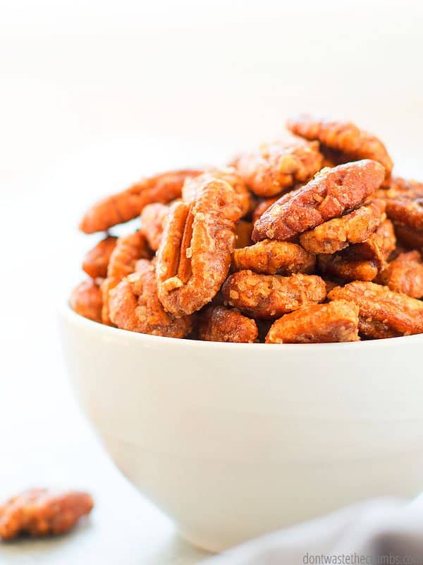 Sweet, salty, or spicy, these candied pecans are delicious! Made with less sugar but just as much flavor, you'll want to have these out at your next holiday gathering. 
