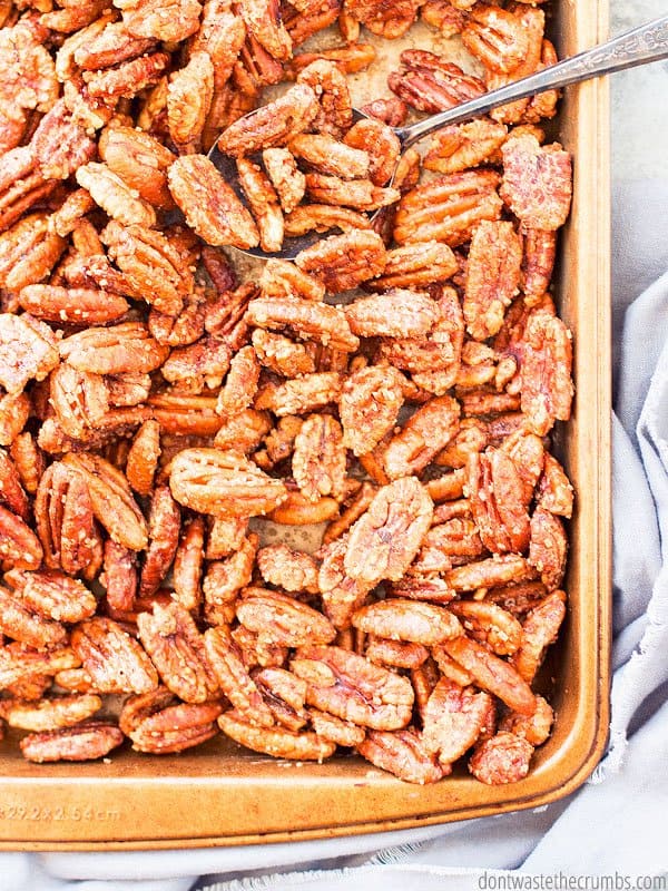 My husband went nuts over these candied pecans! And they were a big hit at our Christmas party. You CAN have healthier options without losing out on flavor. 