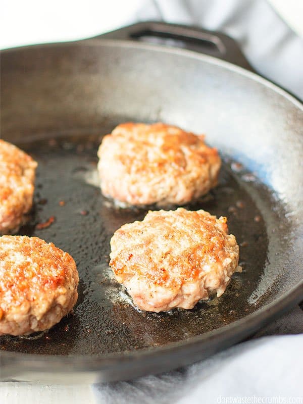 Homemade breakfast sausage is EASY! Made with spices you have in your cabinet and your choice of ground meat. And no sugar!