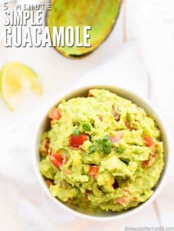 Learn how to make this easy, healthy, & authentic guacamole recipe. Keep it super simple or add sour cream, salsa, or chipotle peppers for more flavor. :: DontWastetheCrumbs.com