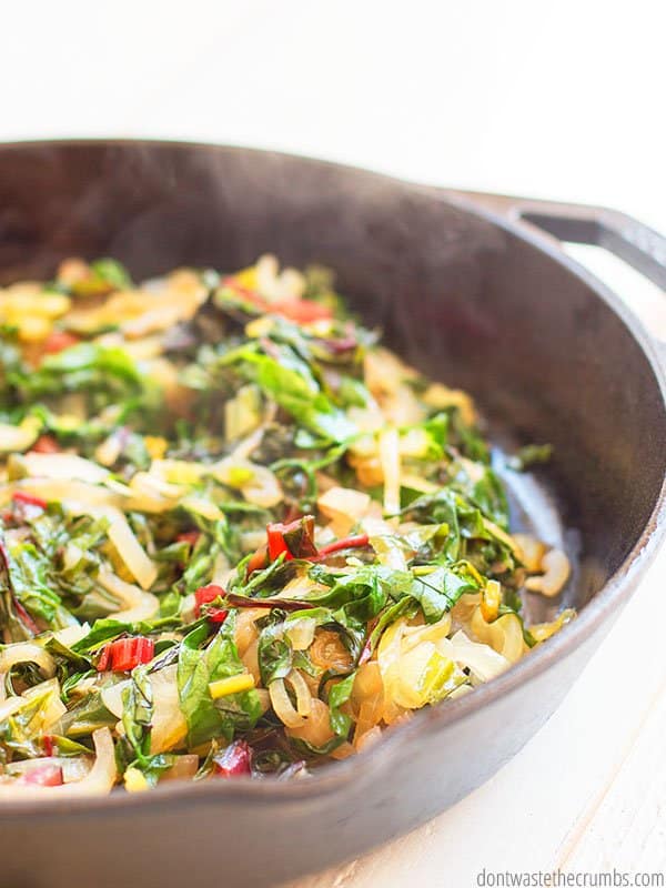 For a tasty side at your next family dinner, add caramelized onion and Swiss chard. It's an unusual dish that's sure to please even the pickiest eater!