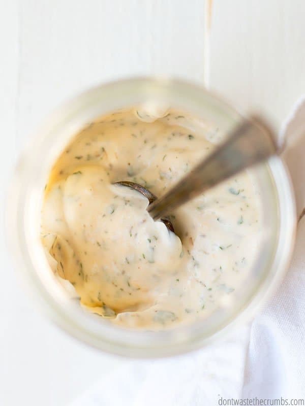 Buying healthy salad dressing is expensive. That's why I make my own! Homemade ranch dressing is inexpensive and super healthy for you. This recipe is whole30, paleo, and keto approved!