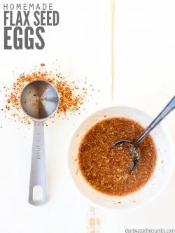 Make a flax egg substitute for vegan recipes with just 2 ingredients! Works in baked goods like pancakes, brownies, and muffins, but also in meatballs! This natural egg replacer is keto, low carb, vegetarian, and vegan. :: DontWastetheCrumbs.com