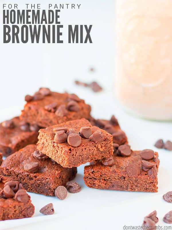 Healthy brownie mix recipe from scratch is WAY better than a Betty Crocker package and uses just 5 ingredients. Instructions to make brownies included! :: DontWastetheCrumbs.com
