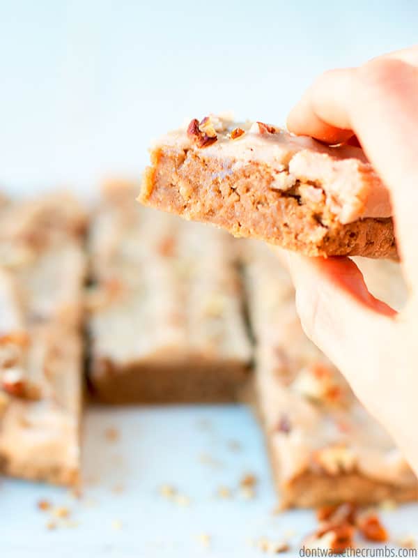 Close up of a Maple Pecan Blondie.