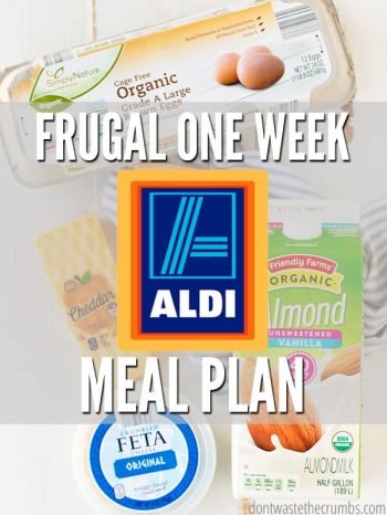 One week meal plan at ALDI - feed a family of four for $60! Includes the slow cooker, Instant Pot and ideas for using leftover ingredients to save more! : : DontWasteTheCrumbs.com