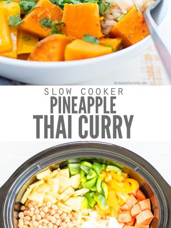 This slow cooker vegetable curry is loaded with veggies and bursting with flavor. Try this easy, hearty, freezer-friendly comfort meal for your next cozy night in!