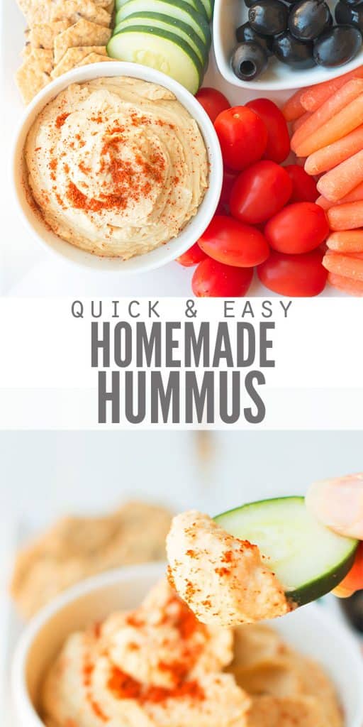Quick and easy homemade hummus recipe. Make hummus from scratch with these simple ingredients. | | DontWasteTheCrumbs.com