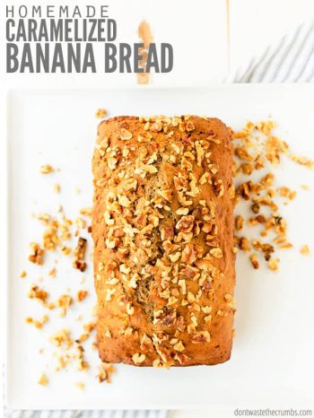 This is the best banana bread recipe that’s healthy, easy to make and moist! There's no butter, add walnuts or chocolate chips or even make muffins instead! :: DontWasteTheCrumbs.com