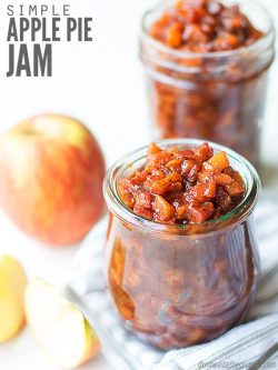 Quick French apple jam that tastes just like apple pie! It's low sugar and can be made without pectin. This favorite apple jelly is a mixture of sour and sweet apples! :: DontWastetheCrumbs.com