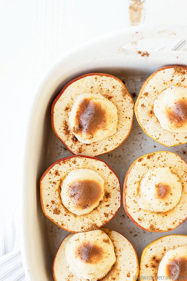 These cheesecake filled apples are great as a fall (or anytime) treat. 