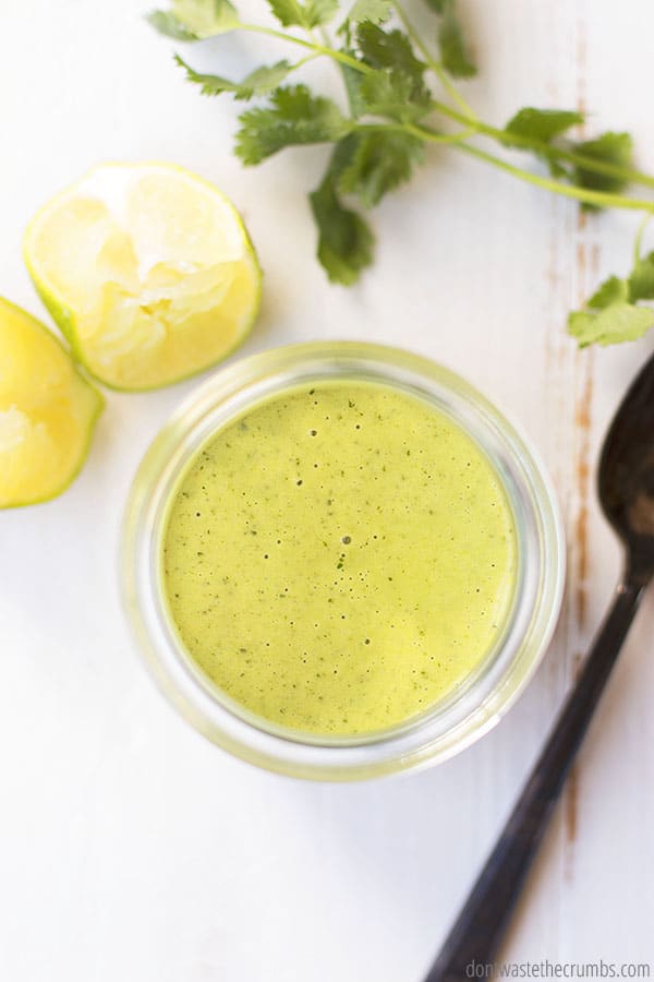 tangy cilantro and lime homemade dressing
