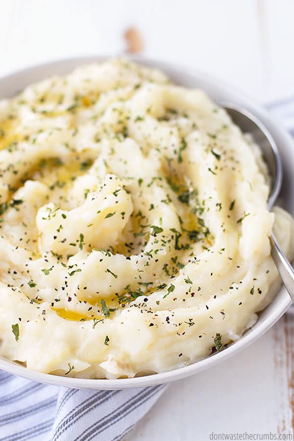 These pressure cooker mashed potatoes are already creamy but you can make them even more creamy by adding cream cheese.