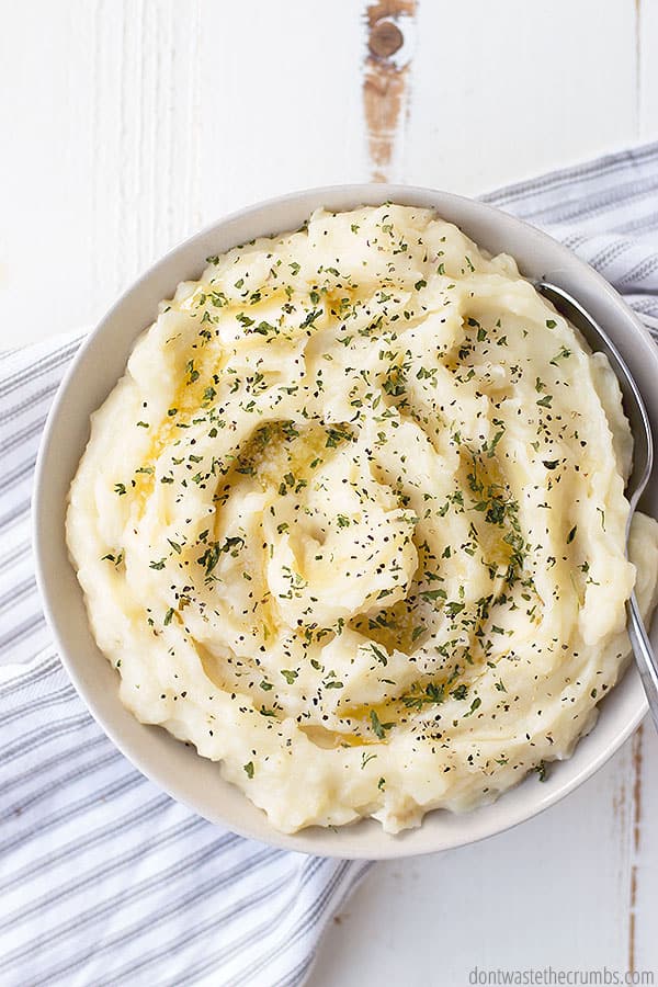 Mashed potatoes make a great side for dinner. I like using fresh rosemary to season mine. You can add garlic, sea salt, and many more seasoning combinations.