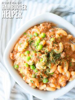 Super easy and frugal recipe for healthy homemade hamburger helper. A favorite beef pasta casserole (next to stroganoff). It cooks in one pot in less than 20 minutes!