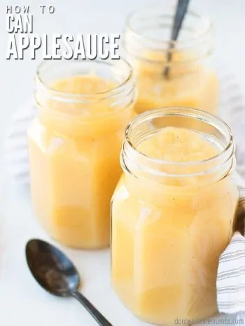 Learn how to make and can applesauce with this easy, freezer-friendly, step-by-step tutorial. Option for chunky applesauce and canning with peels! :: DontWastetheCrumbs.com