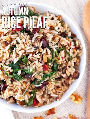 This simple autumn rice pilaf is a delicious gluten-free alternative to traditional stuffing. Simple & ready in 20 minutes, enjoy the flavor of the season! :: DontWastetheCrumbs.com