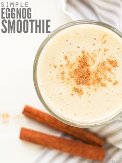 Enjoy the deliciousness of eggnog year-round with this protein-packed eggnog smoothie recipe. Naturally gluten-free & made with healthy, clean ingredients! :: DontWastetheCrumbs.com